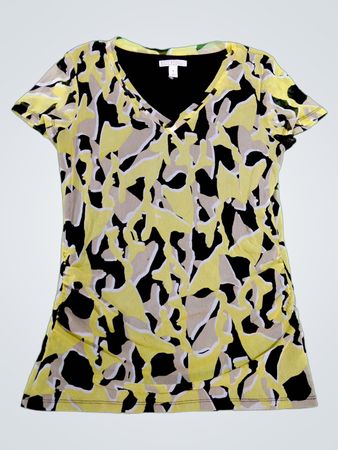 Dana Buchman Yellow Camouflage T-Shirt