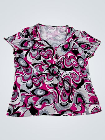 Unbranded Abstract Swirl Print Short Sleeve Top