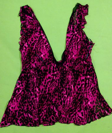 Pink and Black Animal Print Ruffled Top