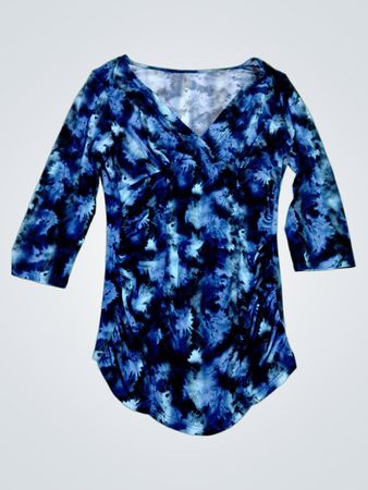 Blue Tie-Dye Wrap Top