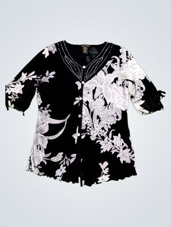 Design Works Black Floral Blouse