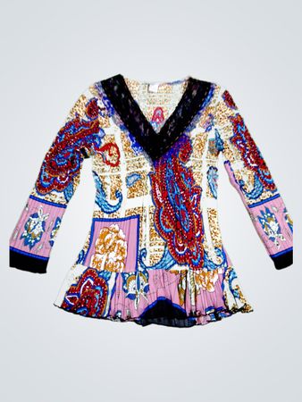 Alberto Makali Multi-Print V-Neck Blouse