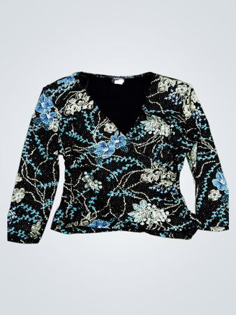MSK Petite Floral V-Neck Wrap Top