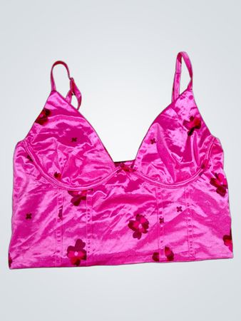 Pink Satin Floral Cami
