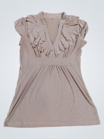 Women's Beige Ruffled Blouse