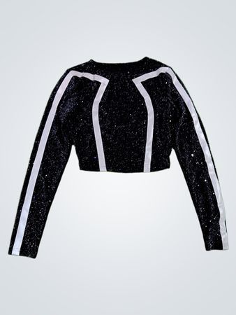 Glittery Black Long-Sleeve Top