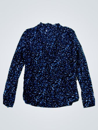 Long-Sleeve Blue Floral Shirt