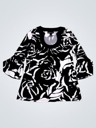 INC International Concepts Black and White Floral Blouse