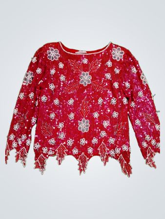 Red Embellished Blouse