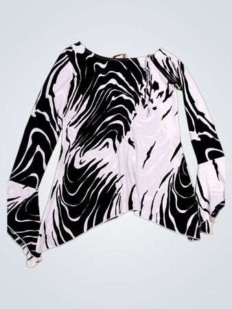 Black and White Swirl Pattern Long Sleeve Top