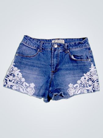 Guess Los Angeles Denim Shorts with Lace Accents