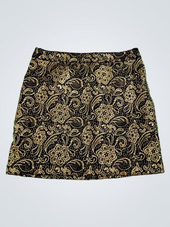 Black and Gold Floral Pencil Skirt