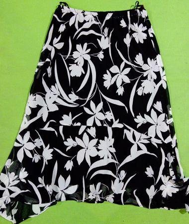 Black and White Floral Skirt