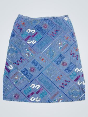 Hearts of Palm Embroidered Denim Skirt