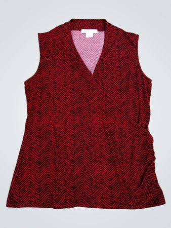 Liz Claiborne Red and Black Zig Zag Sleeveless Top