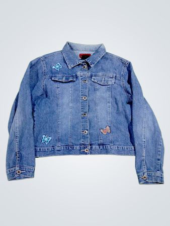 Pascona Denim-Jacke mit Schmetterlingsstickerei