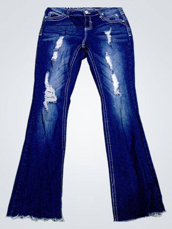 Damen Blaue Ausgebleichte Schlagjeans