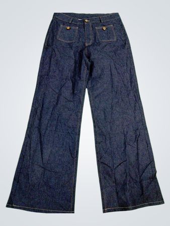 Dunkle Waschwäsche Weite Beinform Jeans