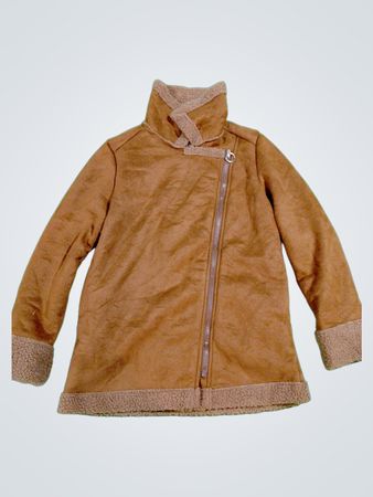 Braune Wildlederjacke mit Sherpa-Futter