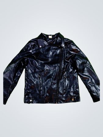 LEHOUR Schwarze Kunstleder Motorradjacke