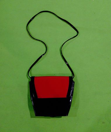 Black and Red Patent Leather Shoulder Bag