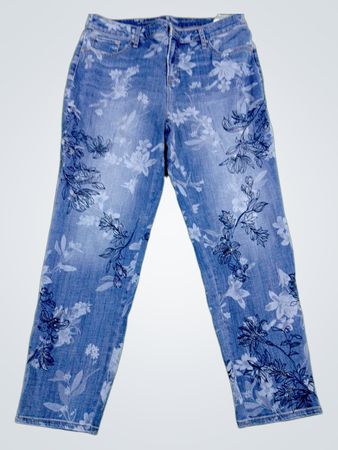 Damen Floral Print Slim Leg Ankle Jeans