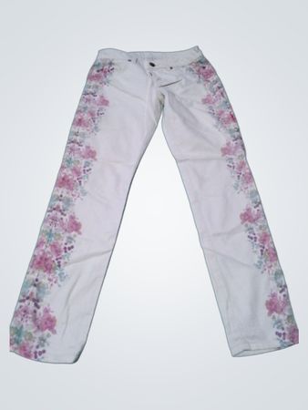 LC Damen Weiße Blumenmuster Jeans