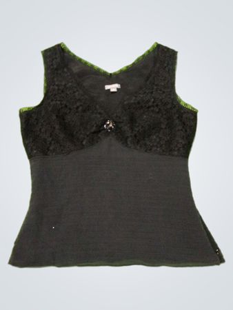 Ann Taylor Schwarzes Spitzen-Peplum-Top