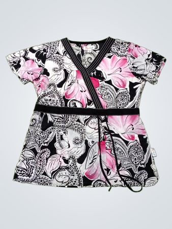 Peacher Women's Floral Print Scrub Top