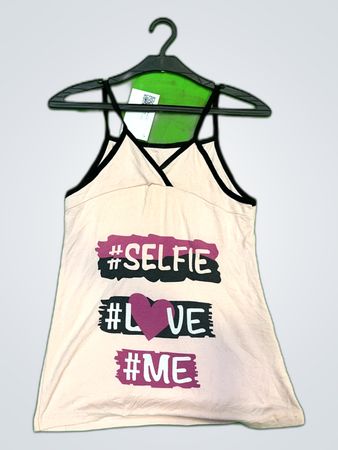 Graphic Tank Top with #Selfie Print