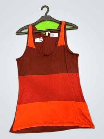 Esprit Red and Orange Striped Tank Top