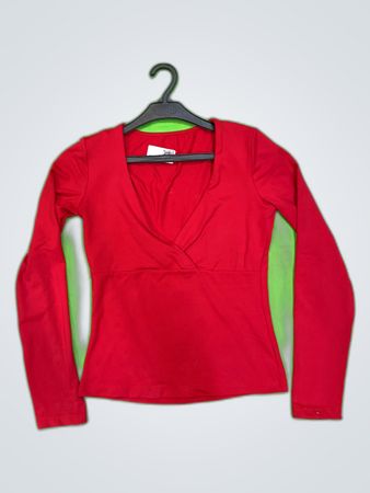 Unbranded Red Long Sleeve Wrap Blouse