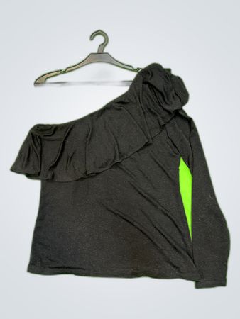 Camaieu Black Ruffle Off-Shoulder Blouse