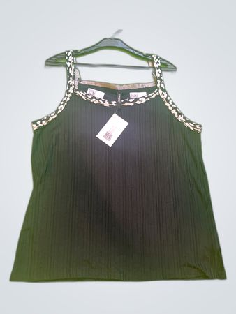 Page One Black Ribbed Tank Top