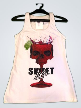 Unbranded Graphic Tank Top - Sweet Life Skull Cocktail Print