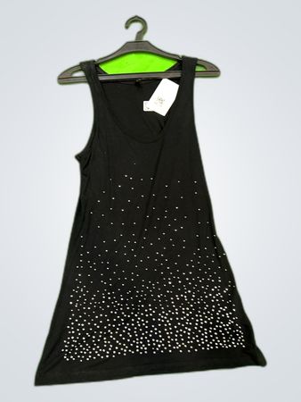 AMI Black Sequined Tank Top