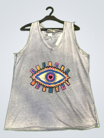 Unbranded Graphic Eye Print Sleeveless Tank Top