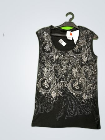 Maroettes Black Printed Sleeveless Tank Top