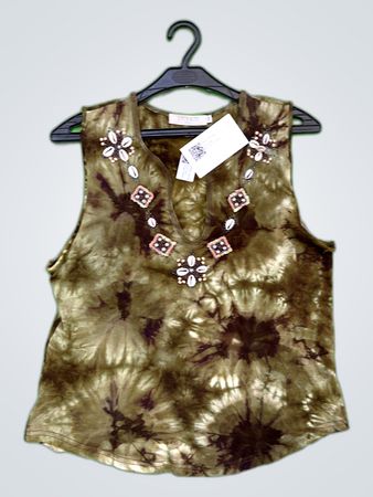 Entr'acte Paris Tie-Dye Beaded Sleeveless Blouse