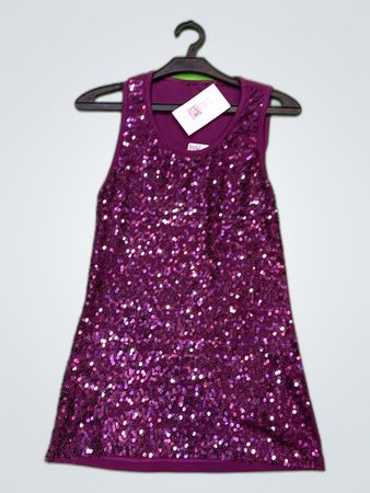 Purple Sequined Sleeveless Tank Top
