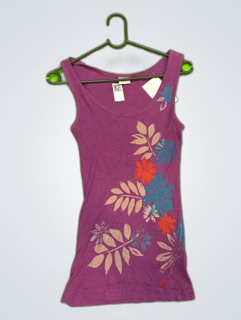 Esprit Purple Floral Ribbed Tank Top
