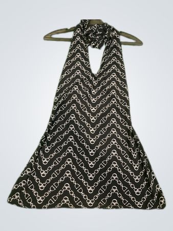 Unbranded Black Chain Print Halter Mini Dress
