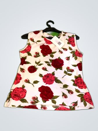 True Fashion Sleeveless Rose Print Mini Dress