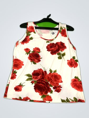 Unbranded White Rose Print Tank Top