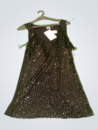 Walk & Talk Black Sequined Fringe Tank Top