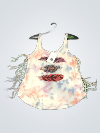 Hollister Graphic Feather Fringe Tank Top