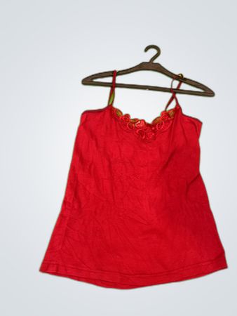Looks Red Lace Trim Camisole