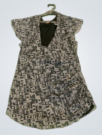 Phildor Black and White Geometric Wrap Blouse