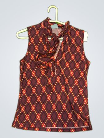 Deville Printed Plaid Blouse