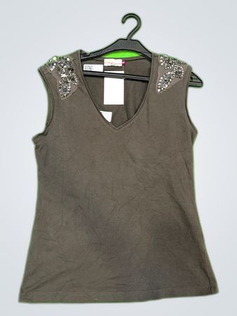 Melvin Sleeveless Beaded Shoulder Top